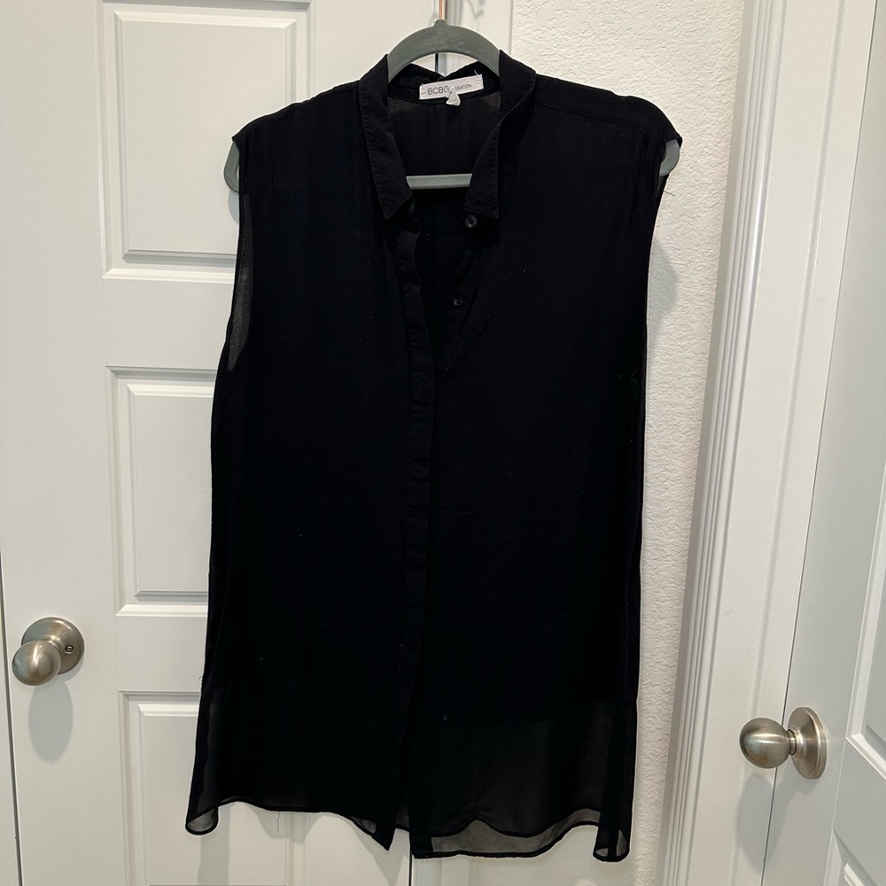 Black button up with sheer detail